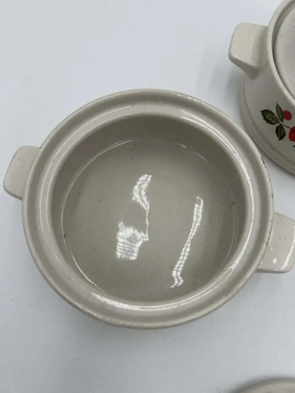 Vintage Sheffield Strawberries n Cream Stoneware Mini Casseroles Lids Set of 3